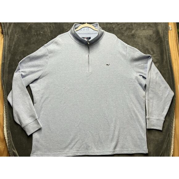 Vineyard Vines Shirt Men’s Sz 3XB Light Blue Breaker Saltwater 1/4 Zip Pullover - Picture 1 of 10
